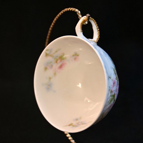 Limoges Theodore Haviland Cup & Saucer Roses Daisies 1904-mid1920's Small Beads - Picture 21 of 24