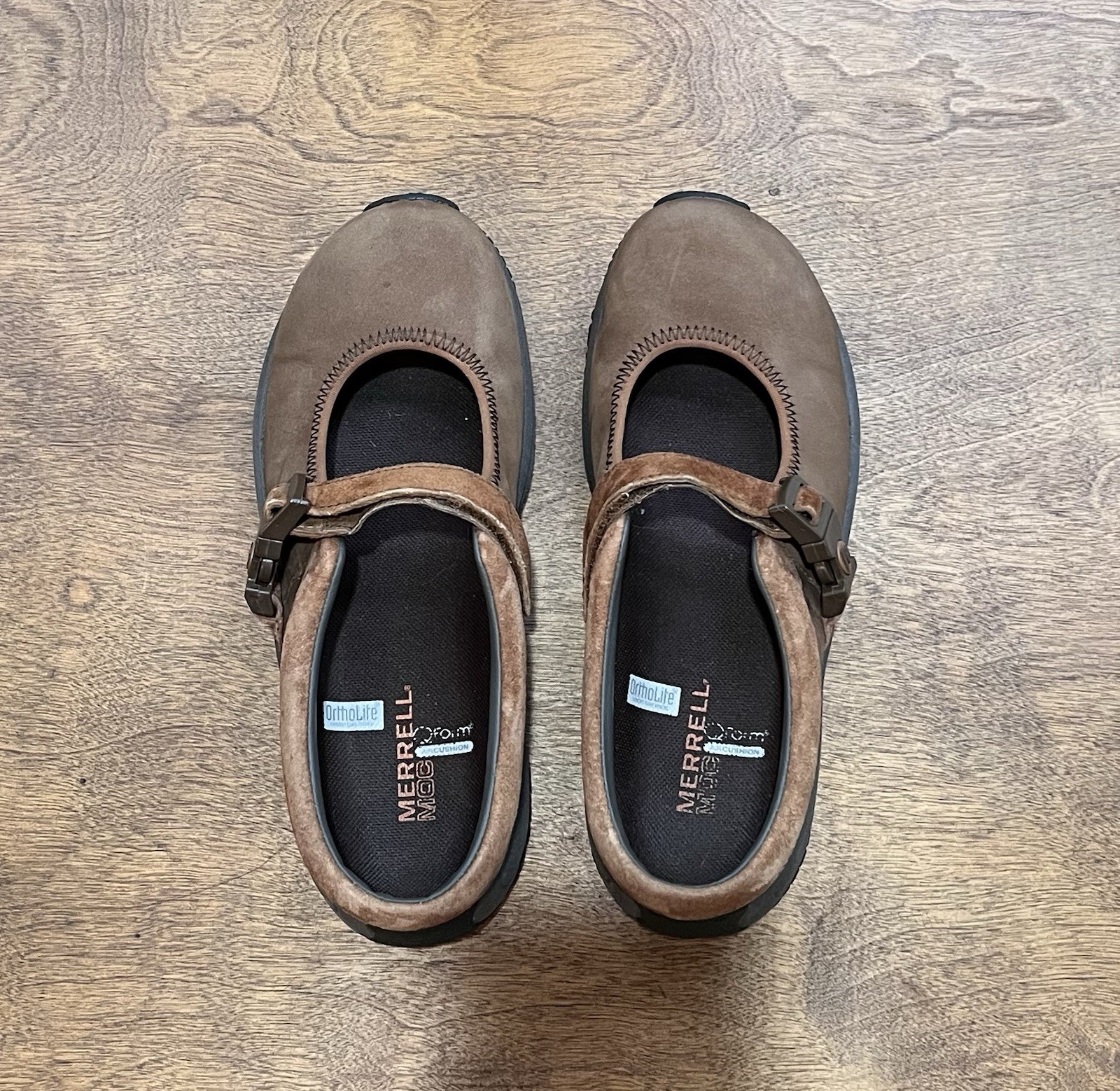 Merrell Mary Jane Moc scarpe da donna in pelle scamosciata marrone 6 5 comode grip