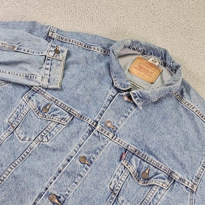 Vintage Levis Jacket Mens Large Blue Stonewash Denim Medium Wash Trucker 90s