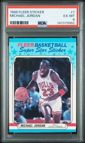 1988 Fleer Michael Jordan Sticker 7 PSA 6