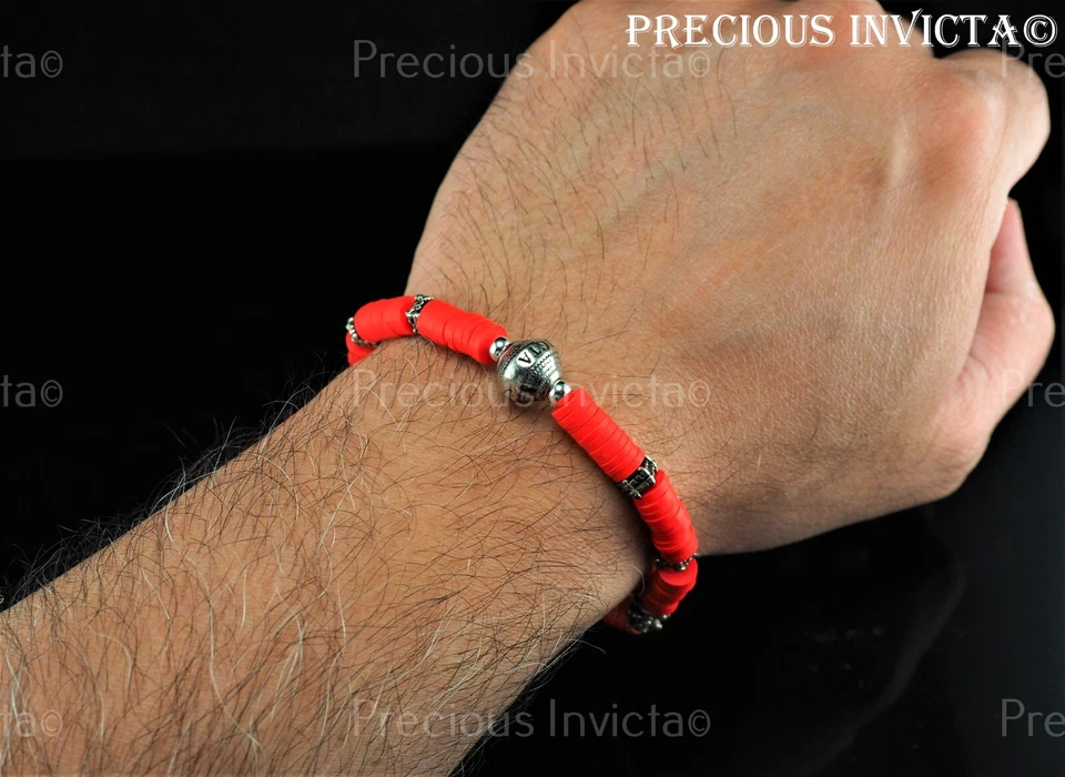 Invicta мужчин и женщин подлинный ювелирных изделий резиновый эластичный красный и серебряный браслет - Изображение 2 из 4