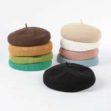 Women's French Beret Hat Knitted Linen Large Size Painter Cap Multiple Colors