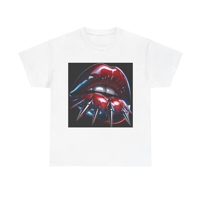 Unisex Adult T Shirt Sensual Lips Chrome Spikes Dominatrix Artwork