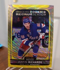 2021-22 O-Pee-Chee Platinum Hockey Justin Richards Neon Yellow Surge Rangers