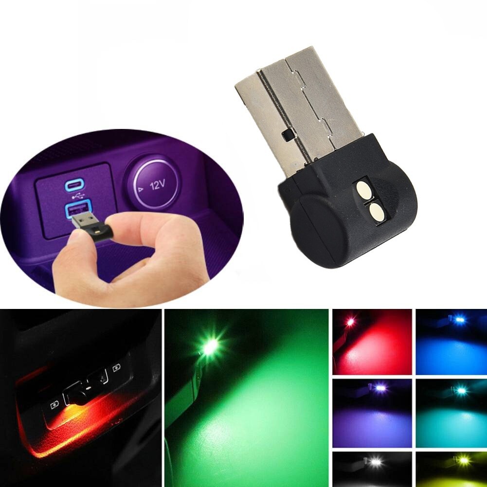1x USB RGB LED Car Interior Light Touch Key Neon Atmosphere Ambient Lamps
