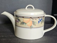 Vtg Mikasa Teapot & Lid Garden Harvest Intaglio