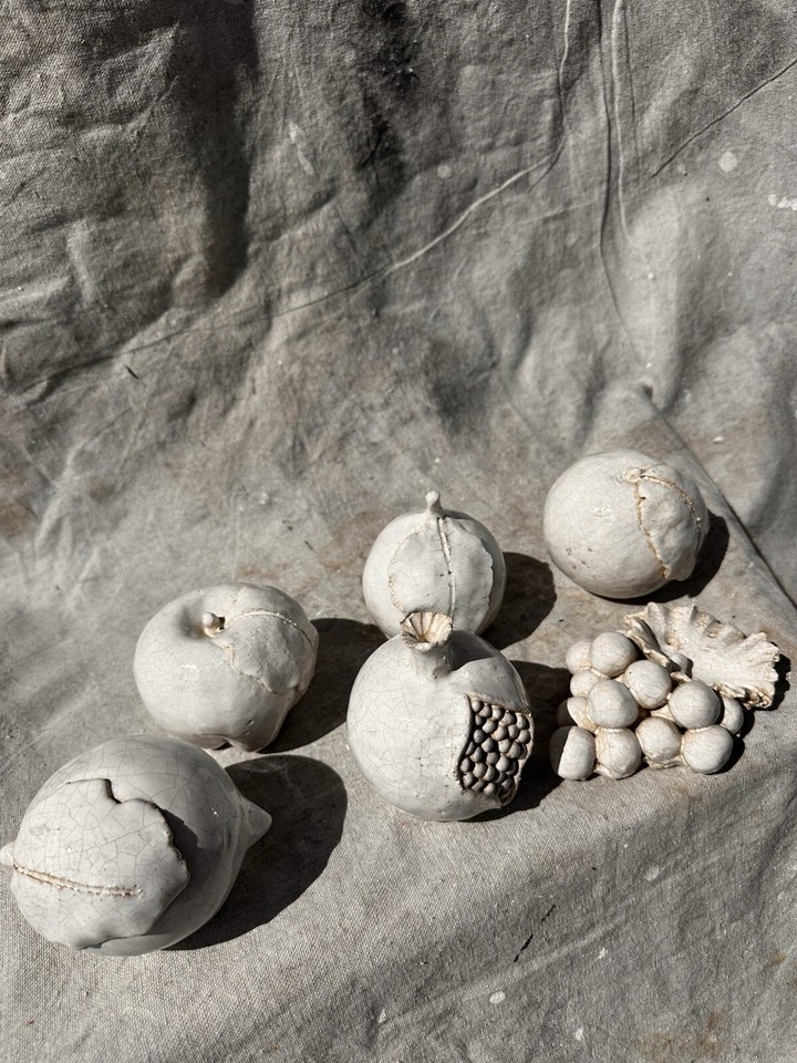 Handcrafted Italian Ceramic Blanc de Chine White Fruit Set Of 6 eBay