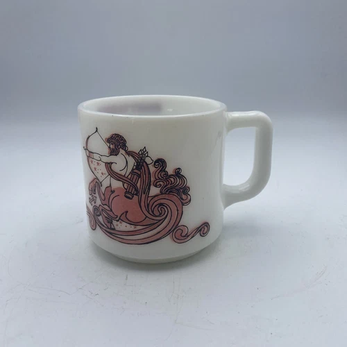 Vintage 1976 Zodiac Sagittarius Milk Glass Coffee Mug