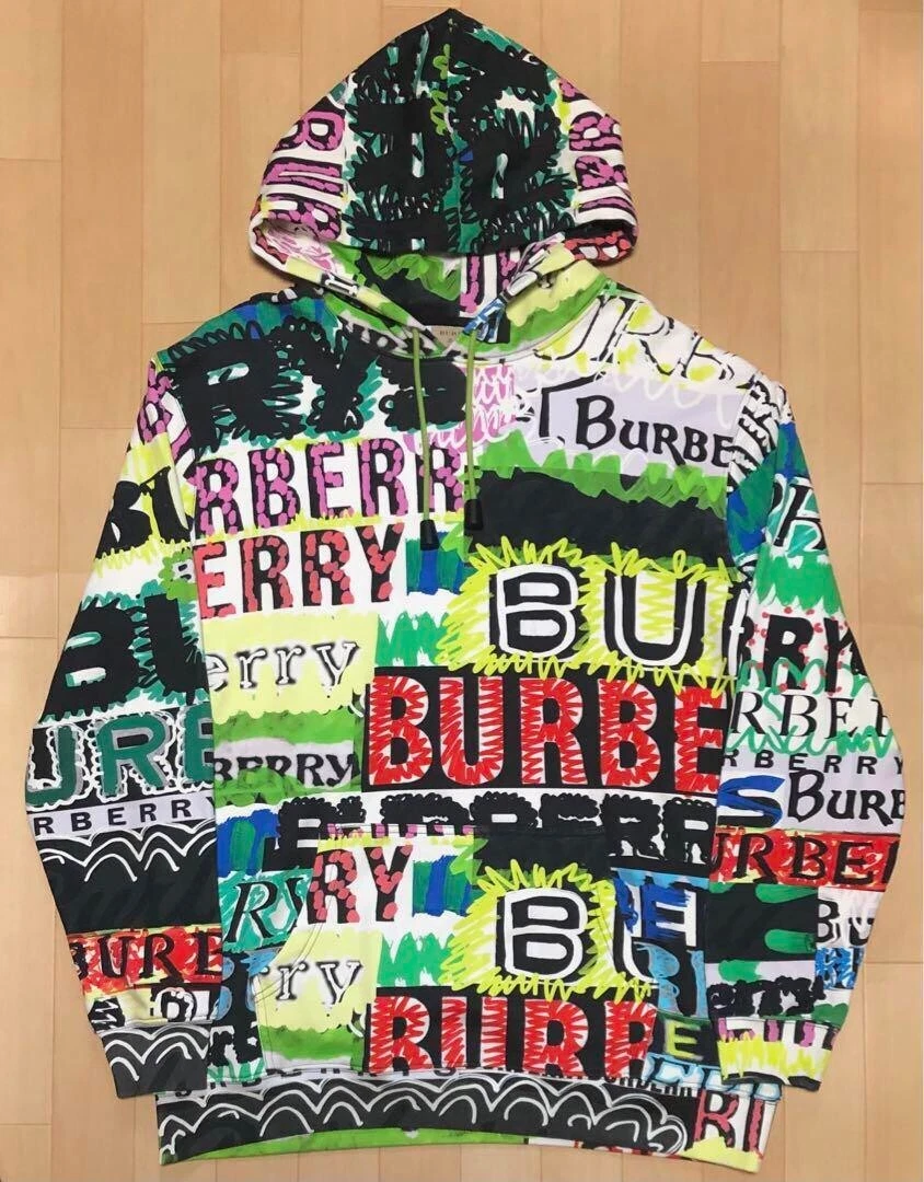 Burberry London England Graphic Logo Sweat Pullover Hoodie Multicolor XL U