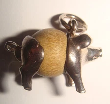 RARE VINTAGE STERLING SILVER NUVO TOUCH WOOD LUCKY PIG CHARM
