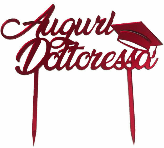Cake Topper Auguri Dottoressa Rosso in Plexiglas 16x17,3 cm