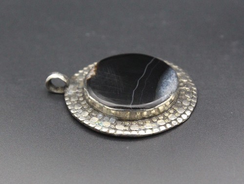 Afghan Alpaka Pendant, Glass Onyx Stone Pendant, Tribal Pendant - Picture 2 of 8