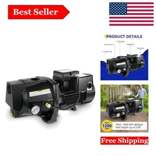 1HP Cast Iron Shallow Well Pump 25ft Deep Well 115/230V Automatic Pressure Sw...