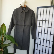 Women's Just Female Formal Pop Button And Tie Coat In Charcoal Grey Uk S