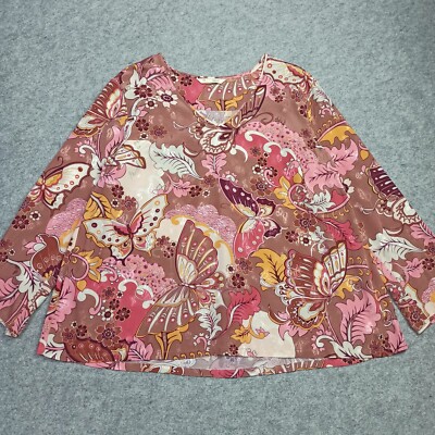 Odd Molly Bluse 5 - XXL 2XL Viskose Satin Brown Rosa Schmetterling Boho Top 887