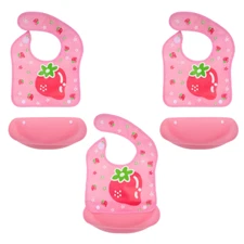3-Pack Baby Bibs for Girl Strawberry Toddler Feeding Bibs Adjustable Waterproof