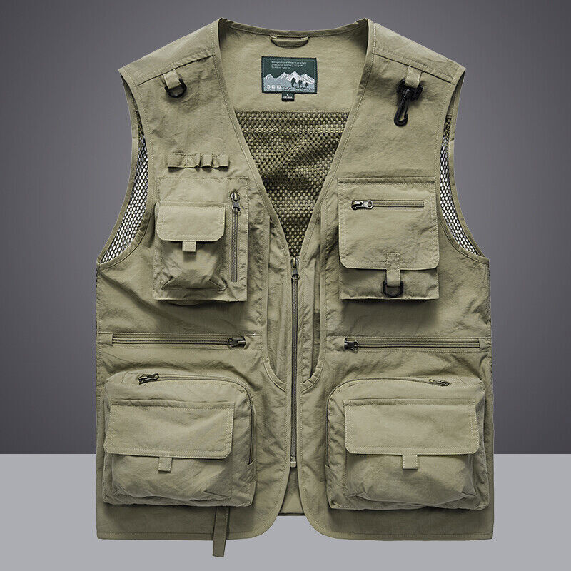 Men Tactical Vest Coat Men's Mesh Work Sleeveless Jacket Tools Pocket Vest