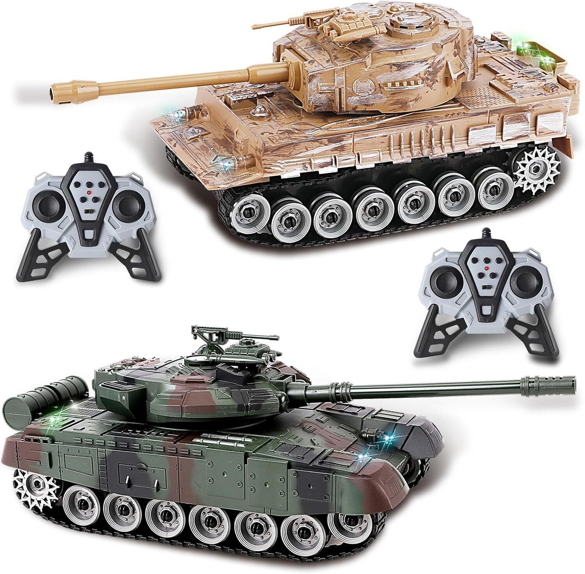 RC Tanks 2 Pack 1:28 Scale 9 Channel Remote Control Toy with