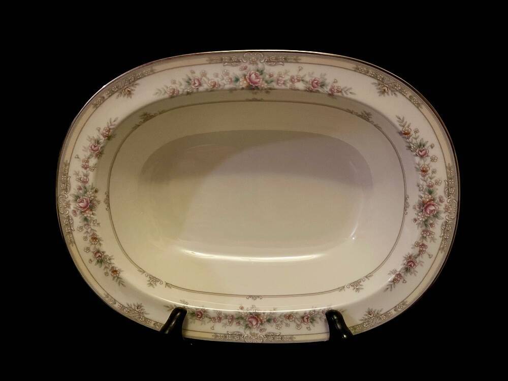 Noritake ボンチャイナ 9729 蓋付ボウル シェナンドー 薔薇 銀縁