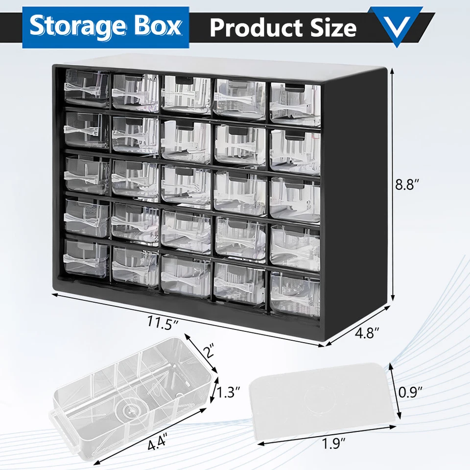 25 Drawer Plastic Small Parts Organizer Storage Hardware Craft Cabinet Nuts Bolt - Image 2 of 4