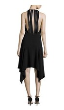 HALSTON HERITAGE SLEEVELESS OPEN BACK HIGH-LOW MIDI DRESS, BLACK, ALL SIZES