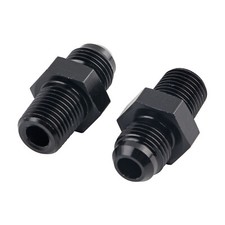 2Pcs Black  1/4" NPT to 6AN Fitting Male Straight Fittings Adapter Aluminum