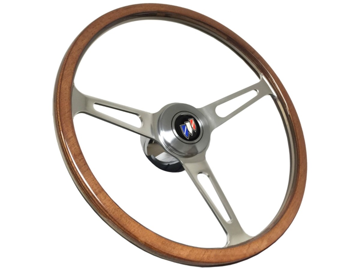 1969-94 Buick VSW Classic Wood Steering Wheel Kit, Tri-Shield Horn