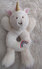 SPARK CREATE IMAGINE Unicorn Soft Rattle Ring Plush White Pink Rainbow Gold Horn