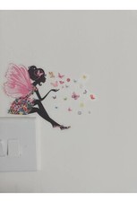 FAIRY BUTTERFLY FLOWERS LIGHT SWITCH SURROUND STICKER DECAL KIDS GIRLS BEDROOM