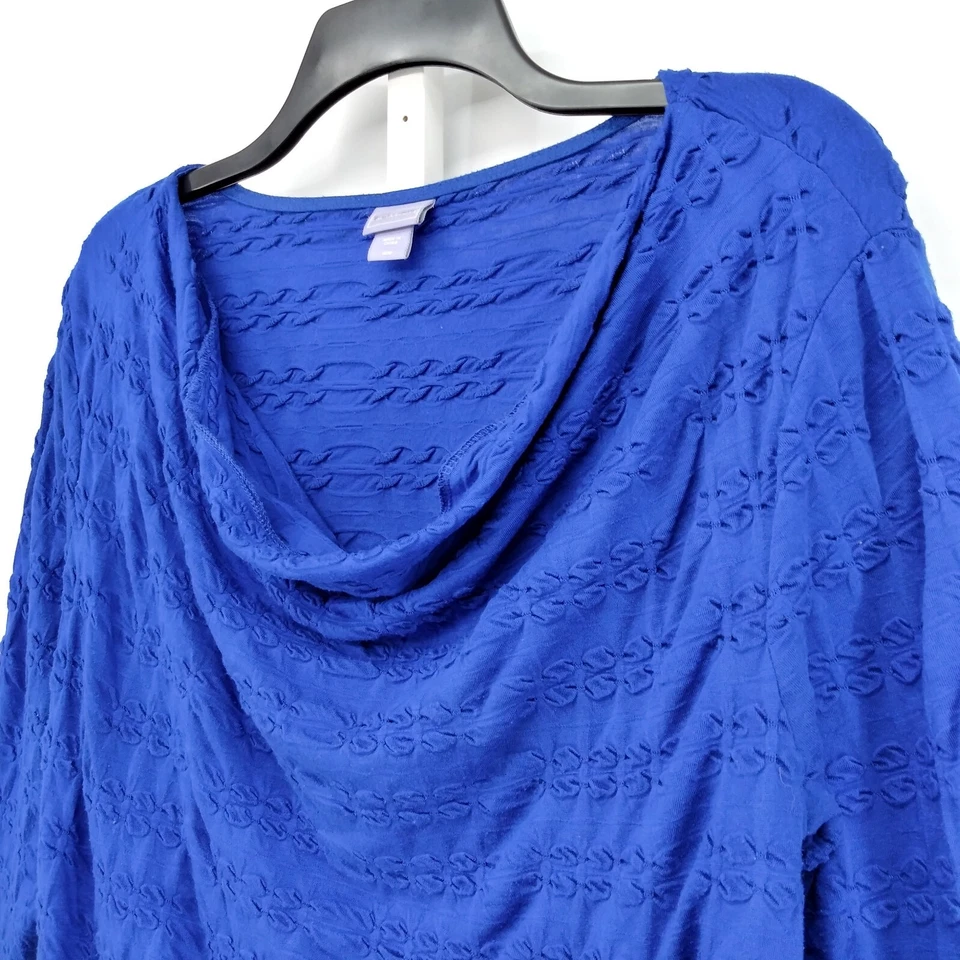 Blusa Pullover Top Laura Scott Mujer Mediana Azul Capucha Cuello Manga 3/4 Foto 2 de 4