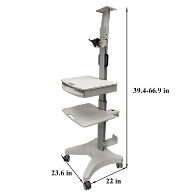 1PC Cart Mobile Computer Workstation Sit Stand Desk Monitor Capacity 10KG/22 lbs