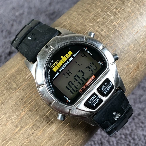 Vintage Timex Ironman Triathlon Womens Resin 31mm Steel Case Digital Watch
