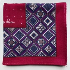 HANDKERCHIEF VINTAGE PURPLE GEOMETRIC PLAIN MEN'S POCKET SQUARE COTTON 18" B0288