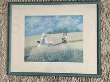 Kunstdruck Heide Dahl „Mädchen im Kornfeld“, handsigniert, mit Rahmen