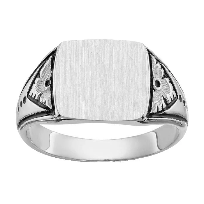 Signet Anillos De Oro Blanco Sin Piedra para hombres