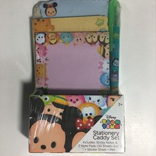 Disney Pixar TSUM TSUM Stationery Caddy Set Sticky Notes 2 Pads Sicker Sheet Pen