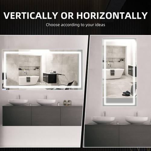 Dimmable LED Bathroom Mirror Anti-Fog Backlit Front Lit 3 Colors Memory - Picture 5 of 33