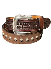 Native Belt With Metal Rivets & Hand Tooled Leather Billets Belts Handtooled