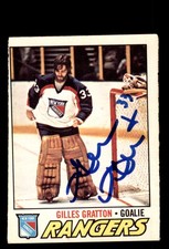 Signed Hockey Card Auto Gilles Gratton 1977-78 O-Pee-Chee #207 New York Rangers