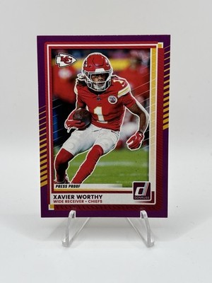 2025 Panini Donruss #170 Xavier Worthy Purple Press Proof Chiefs