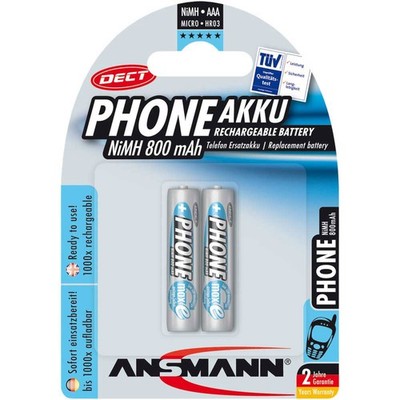 Ansmann 5035332 ''Phone DECT'' NiMH-Akku, Micro (AAA), 800 mAh, 2er Pack (5035332)