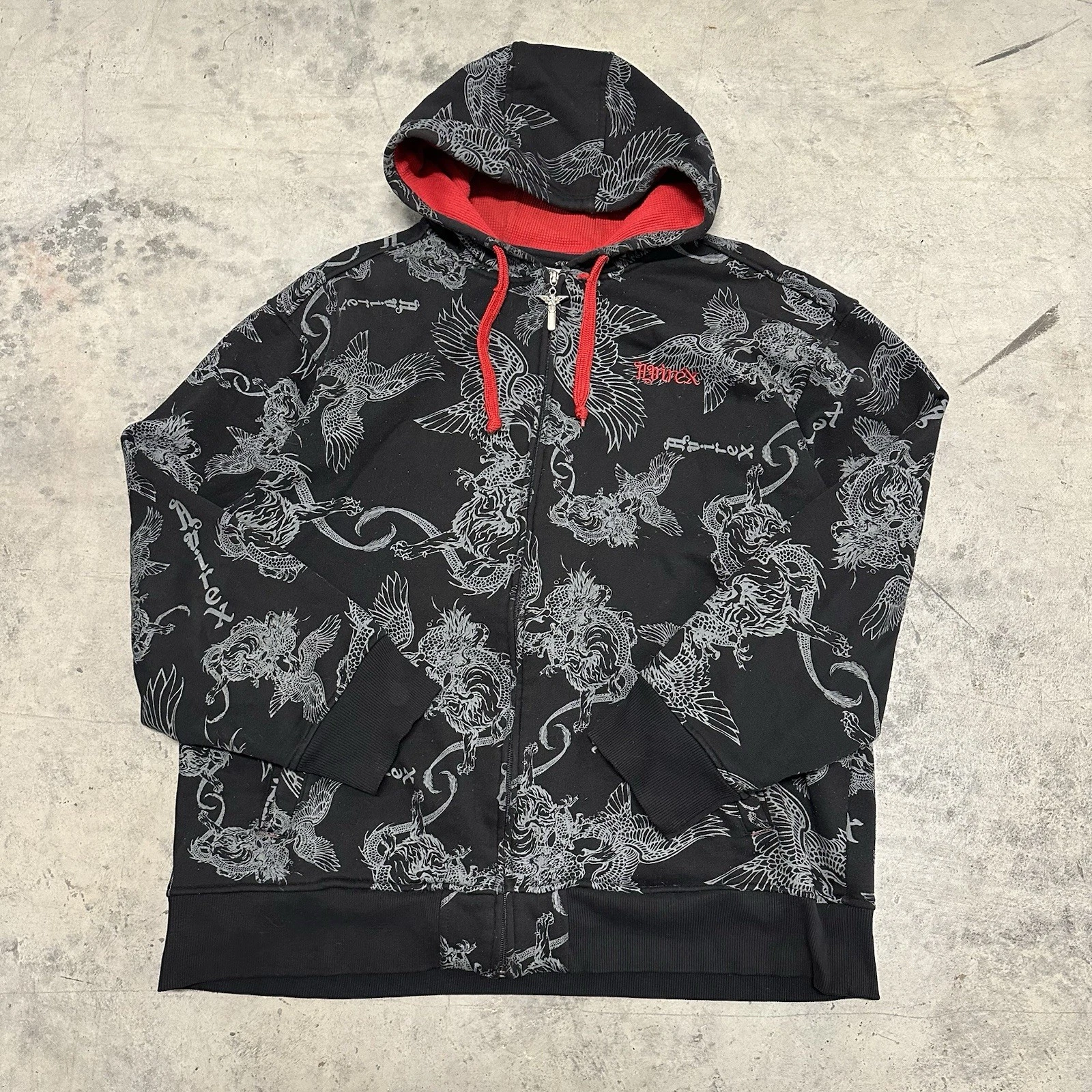 Vintage Avirex Hoodie Mens Y2K Thermal Hood Grunge All Over Print Dragon 3XL
Opens in a new window o