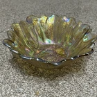 Vintage Amber Indiana Carnival Glass Iridescent Daisy Sunflower Bowl Candy Dish
