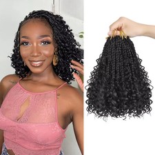 Goddess Box Braids Crochet Hair 8 Inch Pre Looped Boho Crochet Braids with Curly