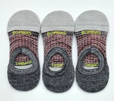 3 pairs Bombas Women's Performance Cushioned No Show Socks Size S 4-7.5 Grey