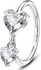 20G Nose Ring 925 Sterling Silver Heart Nose Hoop Ring Seamless Open Dangle Heli