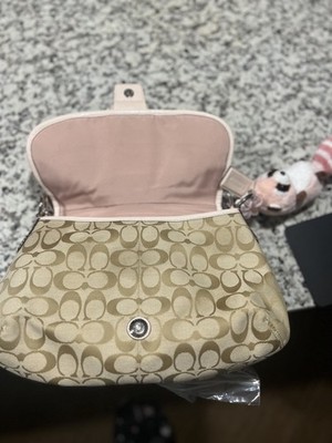 Y2K Coach Cream Pink & Tan Large Soho Shoulder Bag In Signature C