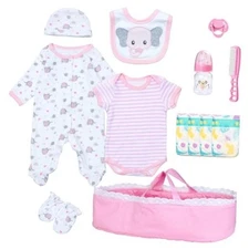  13 PCS Reborn Baby Doll Clothes Accessories Girl Accessories Outfit Pink 