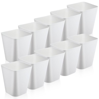 10 PCS Small Trash Can 2 Gallon Plastic Garbage Waste Basket White Room