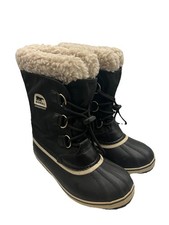 Sorel Yoot Pac Nylon Waterproof Snow Boots Youth Kids Sz 5 Women 6.5 7 Faux Fur